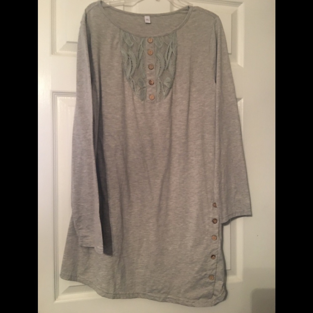 Women's Autumn and Winter Long Sleeve Blouse Lace Print Casual Blouse - xl